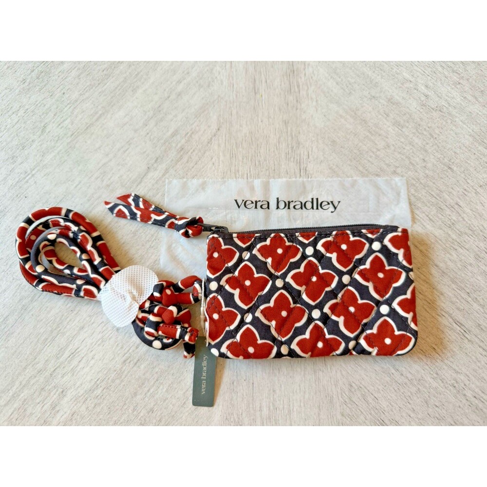 Vera Bradley Lanyard Wallet Zip Card Pouch Moorish Adjustable Strap New with Tag